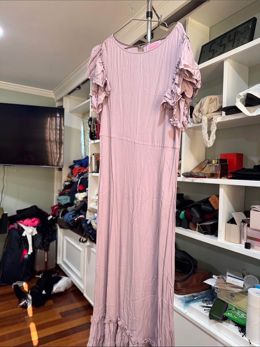 kate spade Dusty Pink Ruffle-Sleeve Maxi Dress